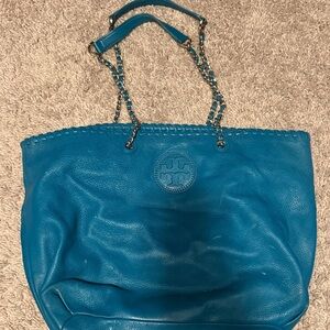Blue Leather  Tory Burch Tote Bag